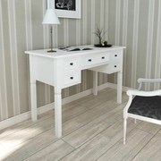 vidaXL Secretária com 5 gavetas branco
