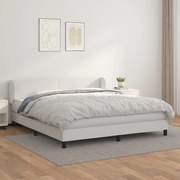 vidaXL Cama com molas/colchão 160x200 cm couro artificial branco