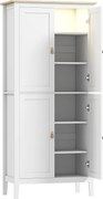 HOMCOM Armário de Cozinha com Luz LED Sensor de Movimento Móvel Auxiliar de Cozinha com Iluminação Regulável 80x40x176,5 cm Branco | Aosom Portugal