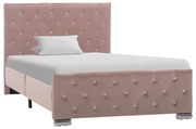 Estrutura de cama 100x200 cm veludo rosa