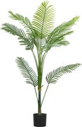 HOMCOM Planta artificial de interior 150 cm, palmeira árvore artificial com vaso de plástico e flocagem, verde | Aosom Portugal