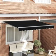vidaXL Toldo Retrátil Preto 300 x 200 cm Poliéster, Alumínio