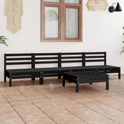 5 pcs conjunto lounge de jardim pinho maciço preto