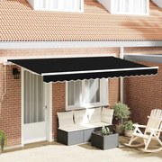 vidaXL Toldo Retrátil Preto 400 x 200 cm Poliéster e Alumínio