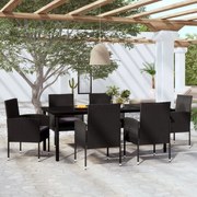 7 pcs conjunto de jantar para jardim preto