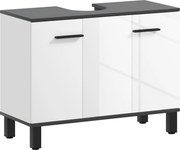 HOMCOM Móvel para Lavatório Pousar Móvel Casa de Banho com 2 Portas e Prateleira Ajustável para Lavatório com ou sem Pedestral 80x34x60 cm Branco Brilhante | Aosom Portugal