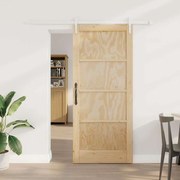 Porta Deslizante vidaXL com Conjunto de Hardware 78x202 cm Madeira Sólida de Pinho
