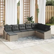 vidaXL Conjunto de Sofá de Jardim com 8 Peças e Almofadas Cinza Claro em Rattan