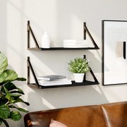 vidaXL Prateleiras de parede 2pcs 60x25x25,5cm derivados madeira preto