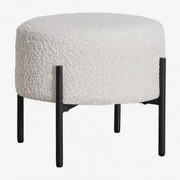 Taburete Bajo En Tela Bouclé Anisa Preto Mate & Caracóis Blanco - Sklum