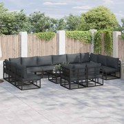 vidaXL Conjunto de Sofá de Jardim 12 pcs Preto 423 x 211,5 x 71 cm