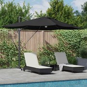 vidaXL Guarda-Sol Cantilever Roma com LEDs em preto, 352x251x265 cm, feito de alumínio.