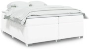 vidaXL Cama com molas/colchão 200x200 cm couro artificial branco