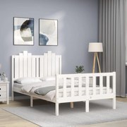 Estrutura de cama com cabeceira 120x200cm madeira maciça branco