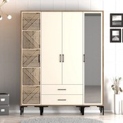 Roupeiro Kumsal PTR – Nogueira e Creme – 160x47,5x201,4 cm