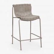 Banqueta Alta Em Rattan Sintético E Aço Revia Moka Brown & ↑65 Cm - Sklum