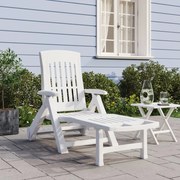 vidaXL Espreguiçadeira dobrável com rodas PP branco