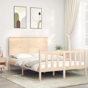 Estrutura de cama com cabeceira 140x190 cm madeira maciça