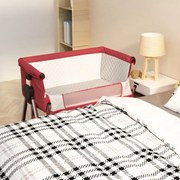 vidaXL Cama de bebé com colchão tecido de linho vermelho
