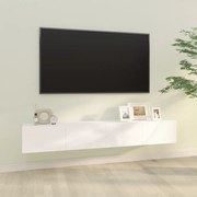 Armários TV parede 2pcs 100x30x30 cm derivados madeira branco