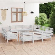 13 pcs conjunto lounge de jardim pinho maciço branco