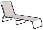 Outsunny Espreguiçadeira Jardim Dobrável Ajustável 4 Posições Reclinável Exterior Praia Piscina Confortável 197x58x76 cm Creme | Aosom Portugal