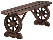Outsunny Banco de Jardim de 2 Lugares Banco de Madeira com 2 Rodas Decorativas Estilo Rústico 120x29x39 cm Madeira | Aosom Portugal