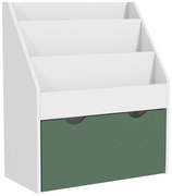 Aiyaplay Biblioteca para Crianças Multi Armazenamento com 3 Níveis de Prateleiras e Uma Gaveta 62,5x30x70 cm Verde | Aosom Portugal