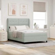 Cama Box com Colchão vidaXL - Cinzento-claro, 140x190 cm, Veludo