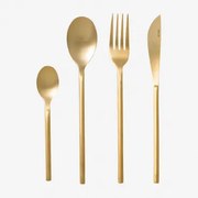 Conjunto De Talheres 16 Peças Em Aço Inoxidável Dana Dourado - Sklum