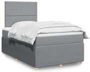 vidaXL Cama com molas/colchão 120x200 cm tecido cinza-claro