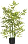HOMCOM Planta Artificial de Bambu com 504 Folhas Realistas Decoração para Sala de Estar Exterior Ø15x90 cm Verde