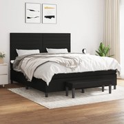 vidaXL Cama com molas/colchão 180x200 cm tecido preto