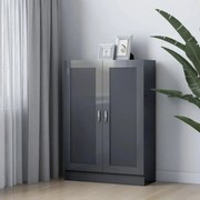 Estante 82,5x30,5x115 cm contraplacado cinzento brilhante
