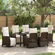 vidaXL Conjunto de jantar de jardim com 7 peças em rattan poliéster marron