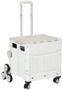 HOMCOM Carrinho de Armazenamento Dobrável Carrinho de Compras com 2 Rodas para Subir Escadas Capacidade 35L 48x43x95 cm Branco