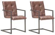 vidaXL Cadeiras jantar cantilever 2 pcs couro genuíno castanho velho