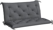 Outsunny Almofada Banco 2 Lugares Encosto Confortável 6 Cordões Fixação 100x98x8cm Cinza Resistente | Aosom Portugal
