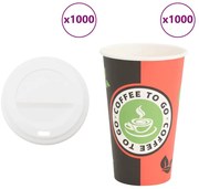 vidaXL Copos de café de papel com tampas 1000 pcs 16oz 400ml