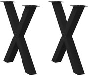 vidaXL Pés de mesa de jantar em formato de X, 2 peças, preto, 80x (72-73) cm, aço