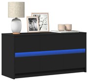 vidaXL Móvel de TV com luzes LED derivados de madeira preto