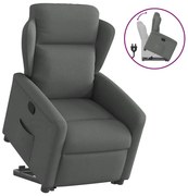 vidaXL Poltrona reclinável elevatória tecido cinzento-escuro