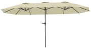 Outsunny Chapéu de Sol Duplo 4x2,2 m Chapéu de Sol para Jardim com Manivela Manual Impermeável e Proteção UV30+ Creme