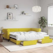 vidaXL Sofá-cama com gavetão e gavetas 100x200 cm veludo amarelo
