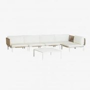 Sofá De Jardim Modular De Canto De 5 Peças E Mesa De Centro Roubly Beige De Amêndoa - Sklum