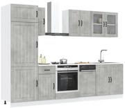 vidaXL 8 peças armário de cozinha conjunto Lucca cinzento cimento