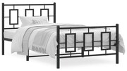 Estrutura de cama com cabeceira e pés 100x190 cm metal preto