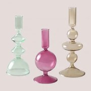 Conjunto De 3 Castiçais Em Cristal Nalyna Multicor Classic - Sklum