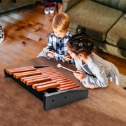 Xilofone com 25 Notas Instrumento de Percussão de Madeira Brinquedo Musical para Crianças Iniciantes 2 Maltes 42 x 57 x 6 cm Castanho