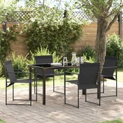 vidaXL Conjunto de Jantar para Jardim - 5 Peças, Preto, com Textilene e Aço.